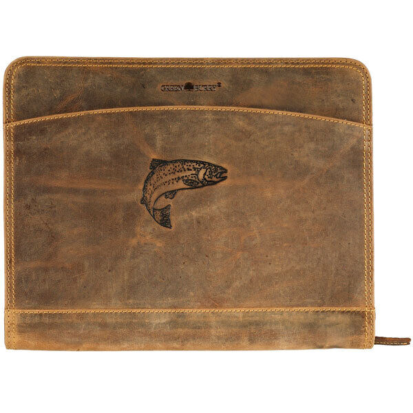 Porte-documents en cuir naturel avec motif de poisson